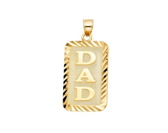 10K Yellow Gold #1 Dad Cut-Out Vertical Small Charm Pendant 10K Yellow Gold #1 Dad Cut-Out Vertical Small Charm Pendant