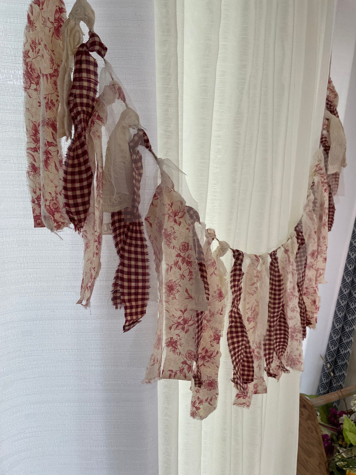 Rag Garland Rag Tie Garland Fabric Garland Banners Mantle Etsy
