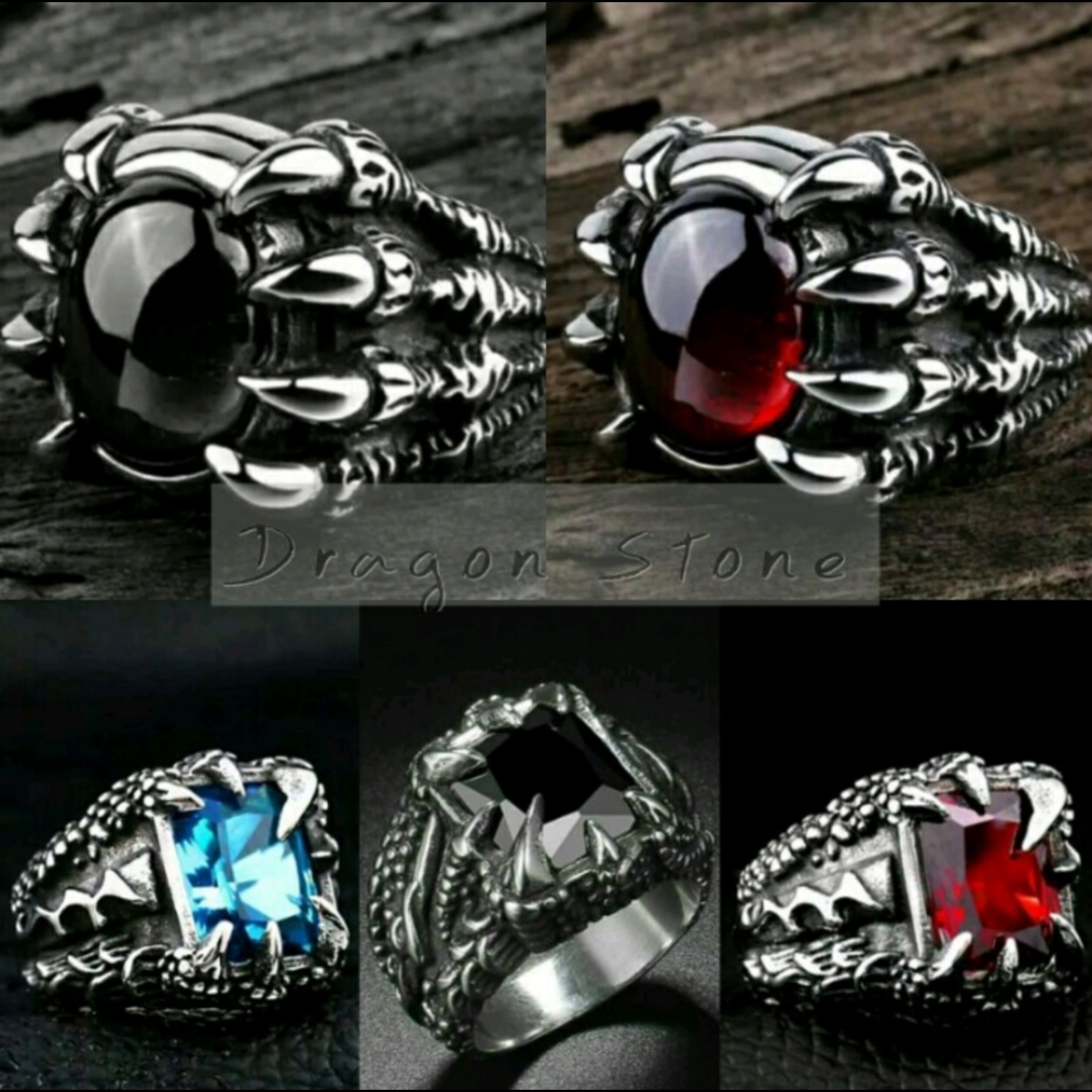 Men's ring stone punk style men ring dragon series Etsy