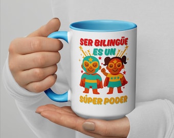 Ser Bilingüe es un Súper Poder Mug, Nauczyciel dwujęzyczny, Nauczyciel dwujęzyczny, Dwujęzyczność to supermoc
