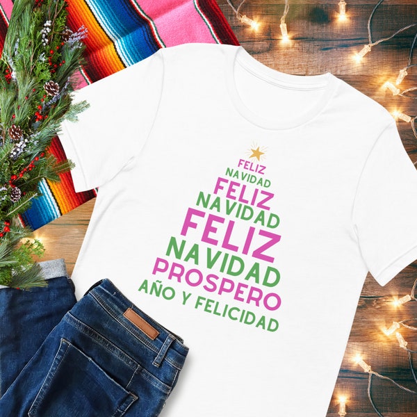 Feliz Navidad Prospero Año Christmas Tree T-shirt, Christmas T-Shirt, Merry Christmas Happy New Year T-Shirt
