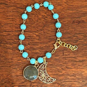 Floral Moon Charm Bracelet