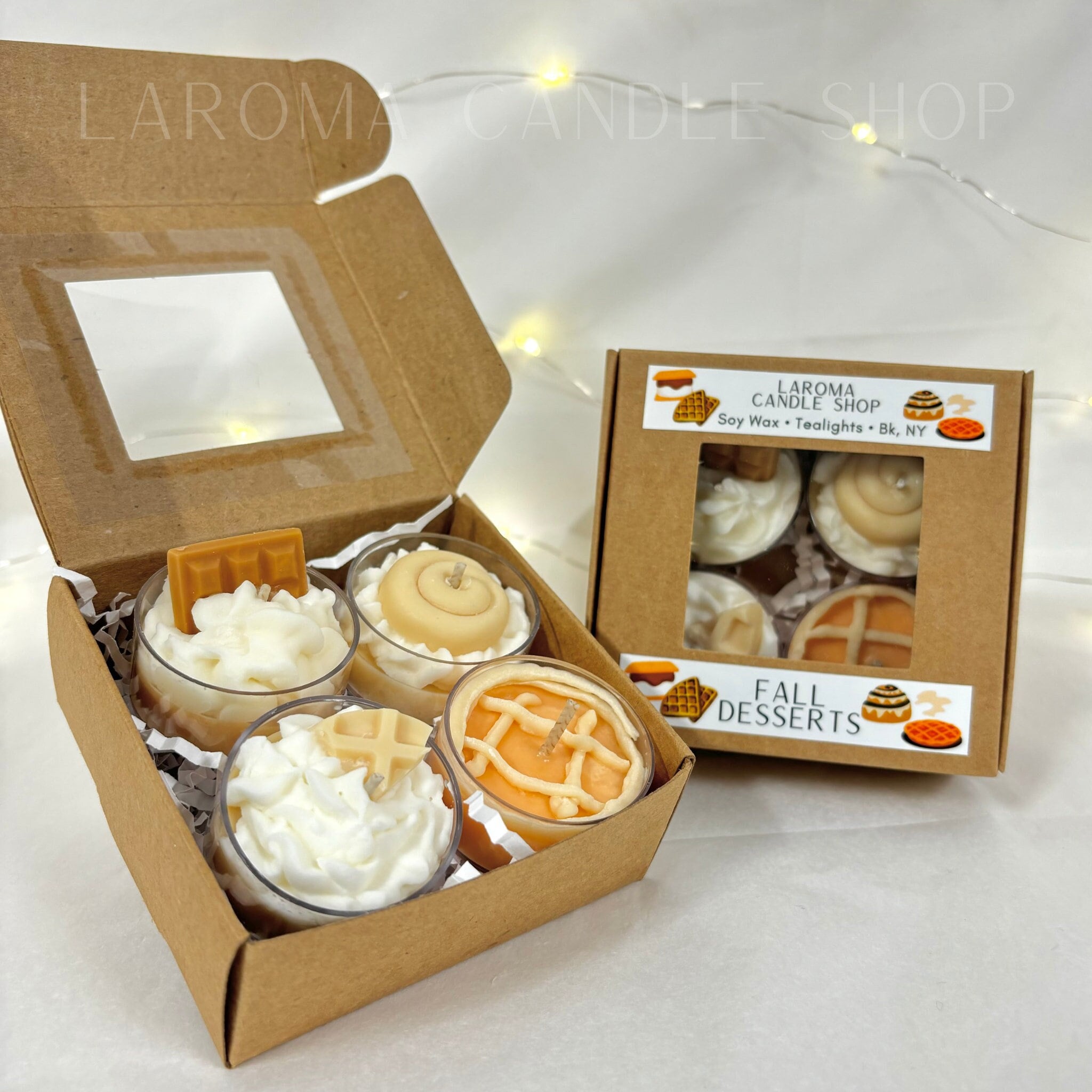 Fall Dessert Tealights, Set of 4, Whipped tealights, Fall gift set, Tealight sampler, Cute small candles, Fall dessert candles, Gift box