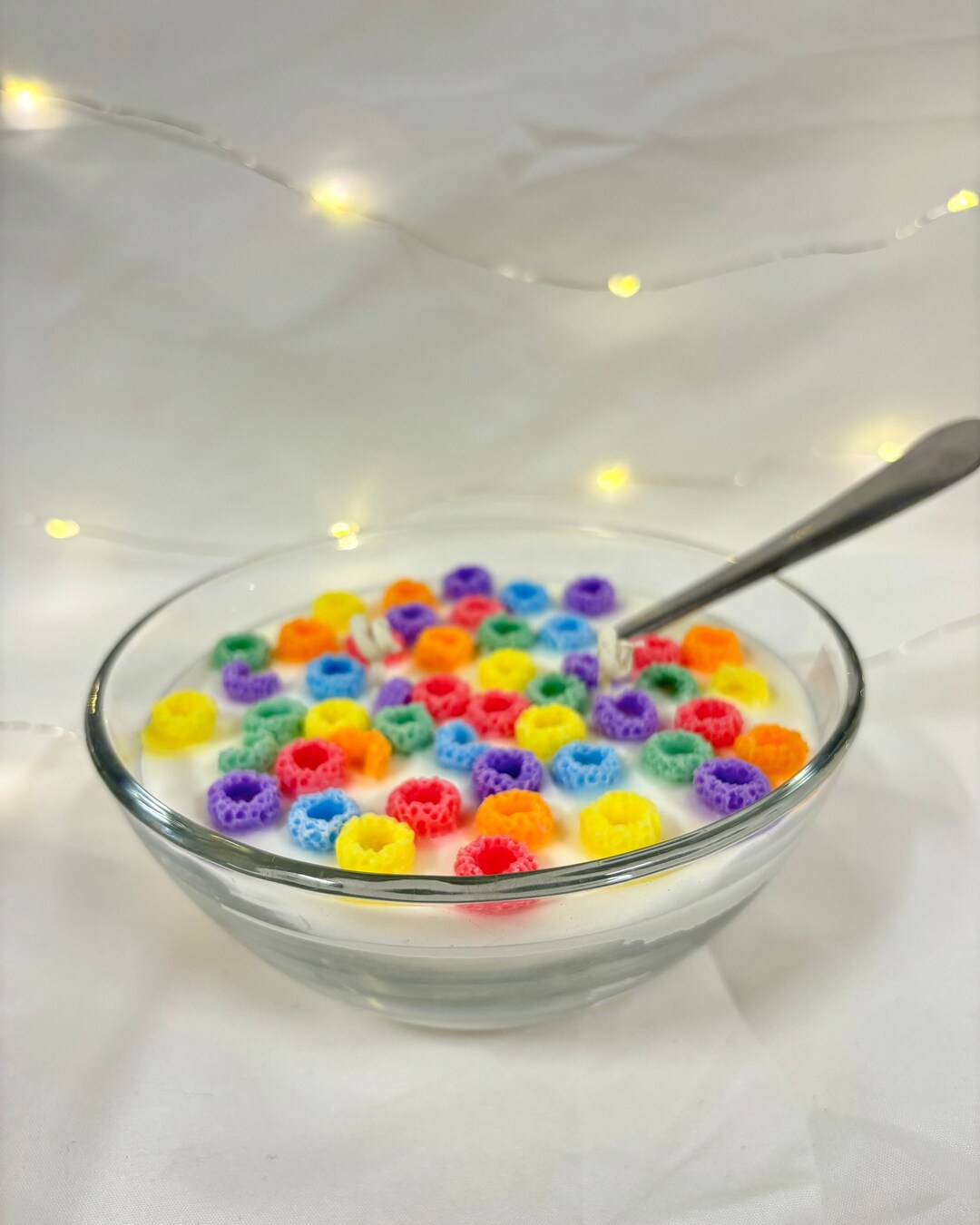 Fruit Loop Bowl Candle, With Spoon, Cereal Candle, Scented Home Decor