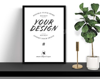 Black Frame Art Print Mockup | Vertical Artwork Display (Digital Download)