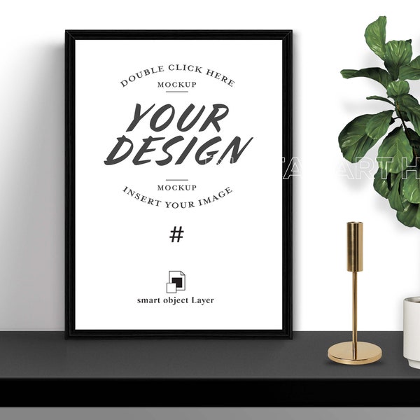 Black Frame Mockup | Art Print Mockup | Art Mock Up | Artwork Mock Up | Vertical Frame Mockup