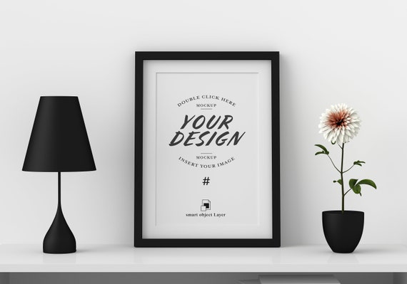 Black Vertical Frame Mockup | Art Print Display (Digital Download)
