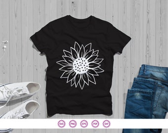 Solros SVG, Blommig Clipart (digital nedladdning)