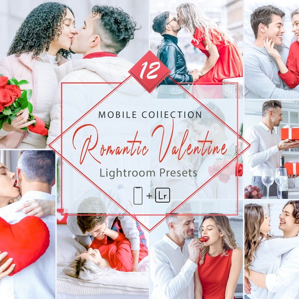 12 Mobile Lightroom Presets, Romantic Valentine Mobile Preset, Lovely Filter, Romance Preset Instagram Presets, Blogger Preset, DNG Presets
