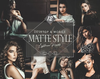 Moody Presets, Mattte presets, 12 Matte Style Lightroom Presets, Black Moody Preset Dark Desktop LR Filter DNG Portrait Lifestyle, Top Theme