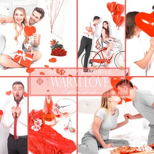 12 ajustes preestablecidos de Lightroom de amor cálido, ajuste preestablecido rojo blanco, filtro LR de escritorio brillante, retrato DNG encantador, tema superior, blog Instagram, brillante, rubí