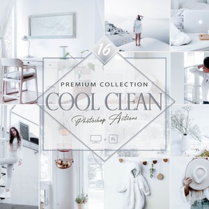 May include: A collection of 16 Photoshop actions called "Cool Clean" that can be used to create a cool and clean look in photos. The actions are compatible with both Mac and PC.