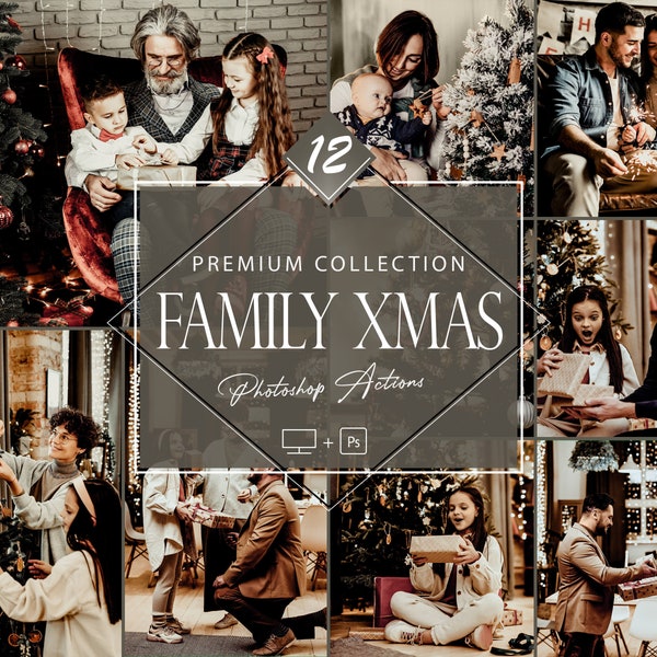 12 Family Xmas Photoshop Actions, Christmas ACR Preset, Holidays Filter, Portrait And Lifestyle Theme For Instagram, Blogger, Outdoor