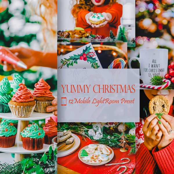 12 Mobile Lightroom Presets, Yummy Christmas Mobile Preset, Colorful Filter, Food Blogger Preset, Instagram Presets, Blogger Preset, DNG