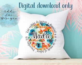 Madre en espanol,orange floral Proverbs 31 woman,watercolor flower,sublimation,digital download,gift idea,gift for abuelita,mothers day