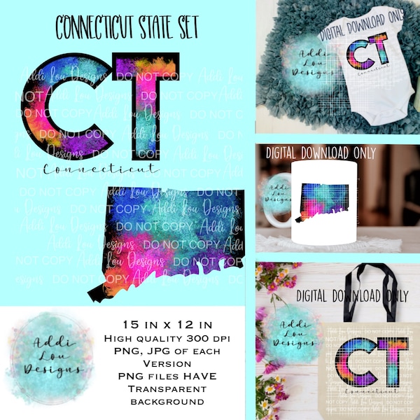 Connecticut bundle state download,CT,sublimation,watercolor, east coast,conn,waterslide,gift for travel agent, traveller,graduation gift