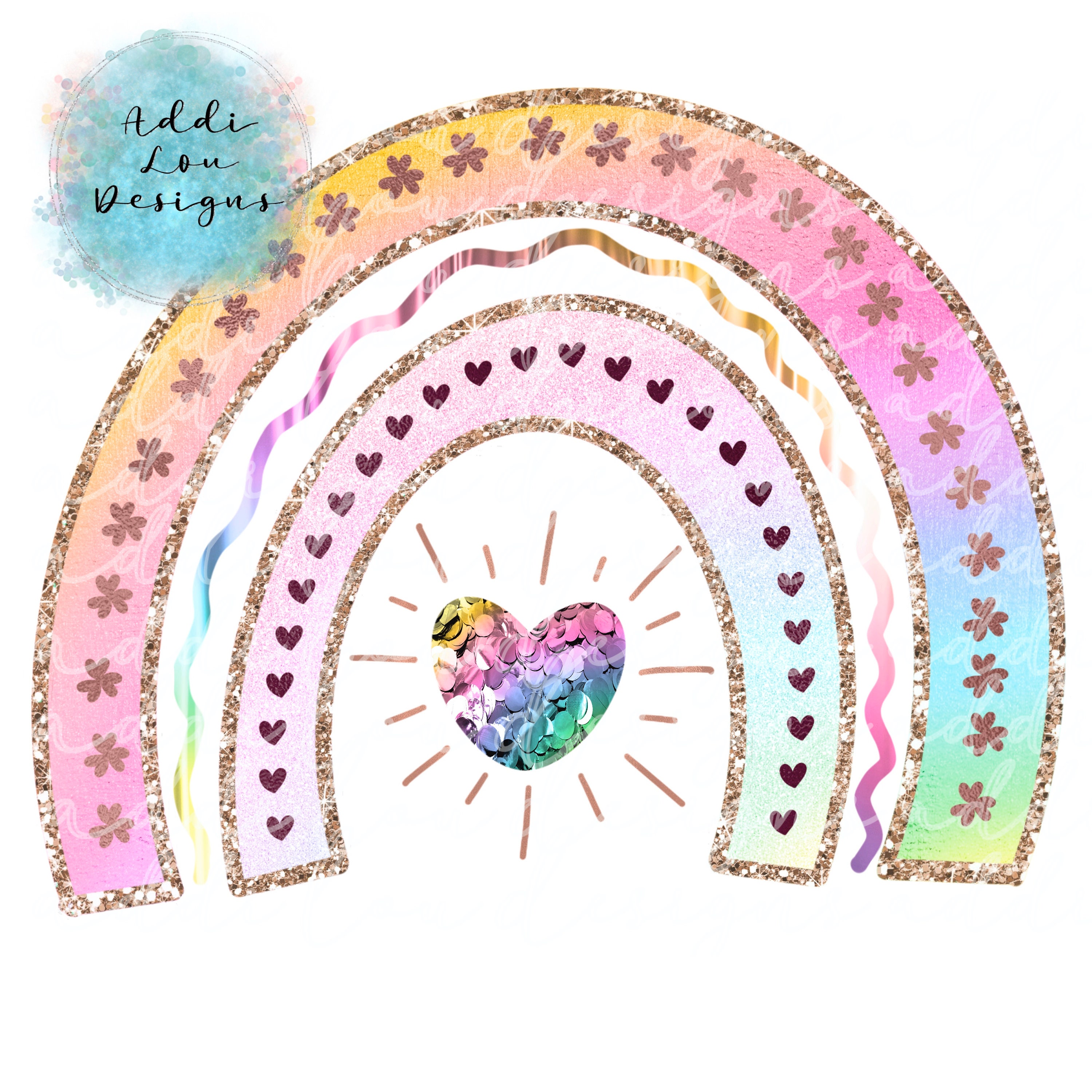 Pastel Glitter Rainbow Sublimation Digital Download Etsy