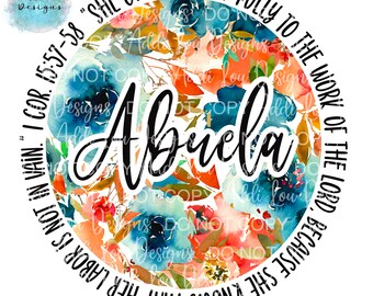 Abuela in English floral download,sublimation,gift for abuela,mothers day gift,Godly woman, watercolor,flower,water slide,digital download