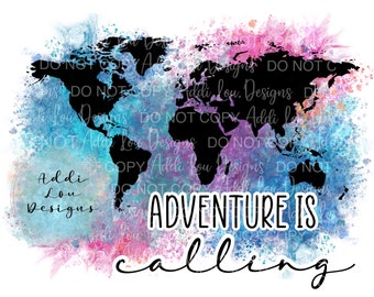 Adventure is call download REVISED, Sublimation, Welt, Reise, Aquarell, Wasserrutsche, Reiseagent, Geschenk für Schüler, Abschlussgeschenk, Atlas