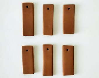 5PCS Ceramic Tile Ornaments. Earthenware OR White 4.5x2, 3x2cm Pendants,  ideal for Jewelry or any type of Craft Project. Unglazed/Unpainted