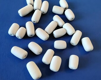 5PCS White Ceramic Tube Beads 3cm\2cm. Bisque Fired Tube Pendants, ideal for Jewelry or any type of Craft Project. Unglazed/Unpainted