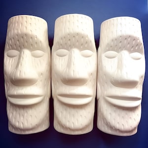 Tazas Tiki de cerámica hechas a mano, listas para pintar. Tazas Tiki de cerámica bisque muy detalladas, 16 x 8 cm, sin esmaltar ni pintar