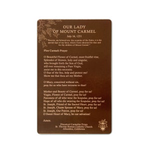 Our Lady of Mount Carmel Prayer Card - Catholic Art Print Holy Card - Etsy