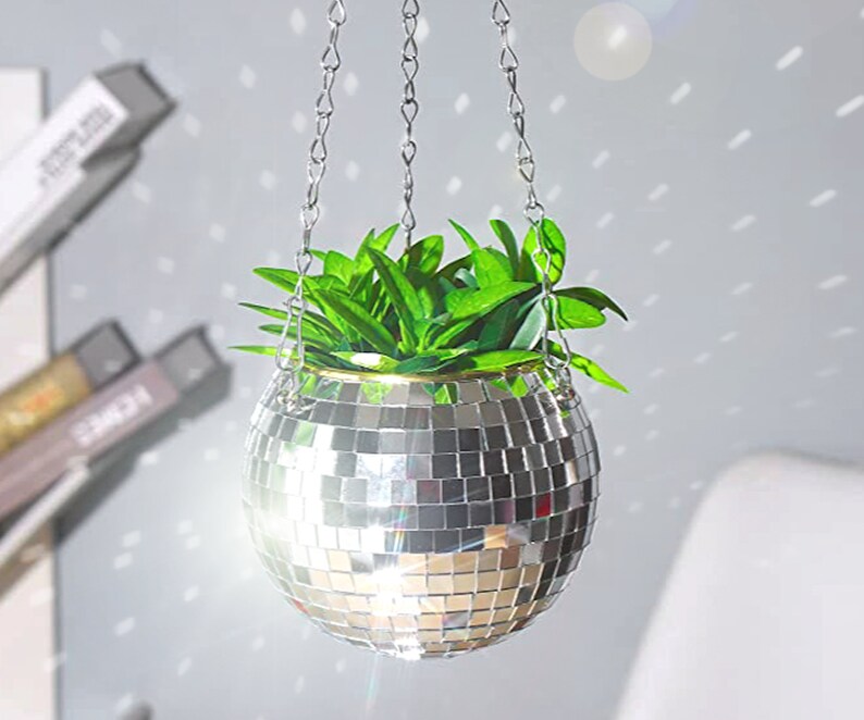 Disco Planter Disco Ball Planter Disco Ball Plant Hanger Etsy