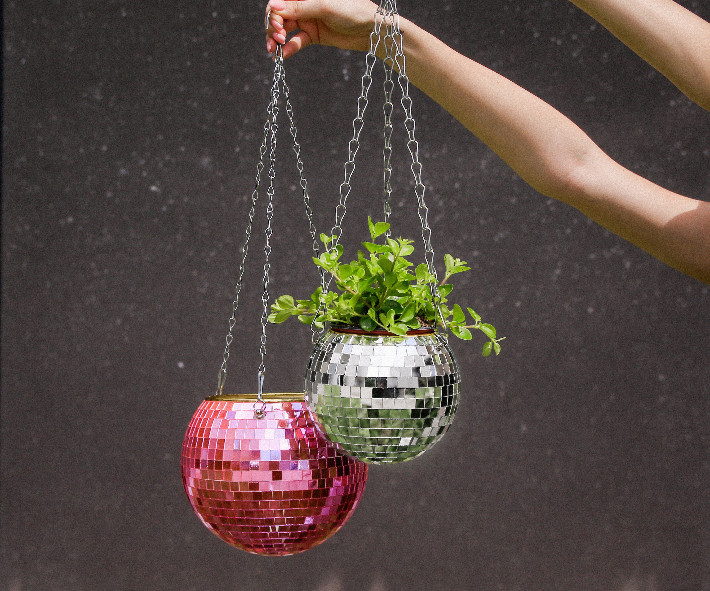 Flower Disco Planter Silver Disco Ball Planter Disco Ball Etsy