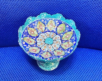 Hand Painted Enamel On Copper Mina Kari Bowl