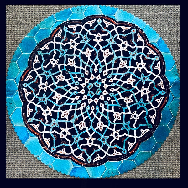 Farsi Calligraphy & Tile Design Persian Round Tablecloths