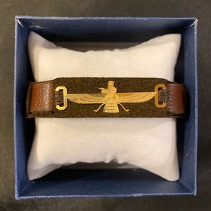 18KT Gold Farvahar Genuine Leather Bracelet
