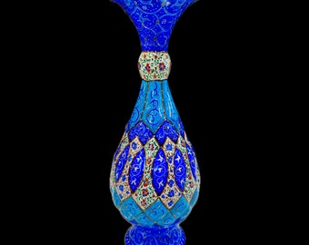 Hand Painted Enamel on Copper Mina kari Vases