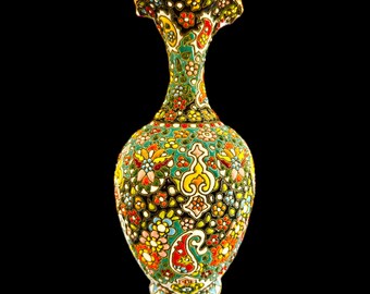 Hand Painted Enamel On Clay Minakari Vases