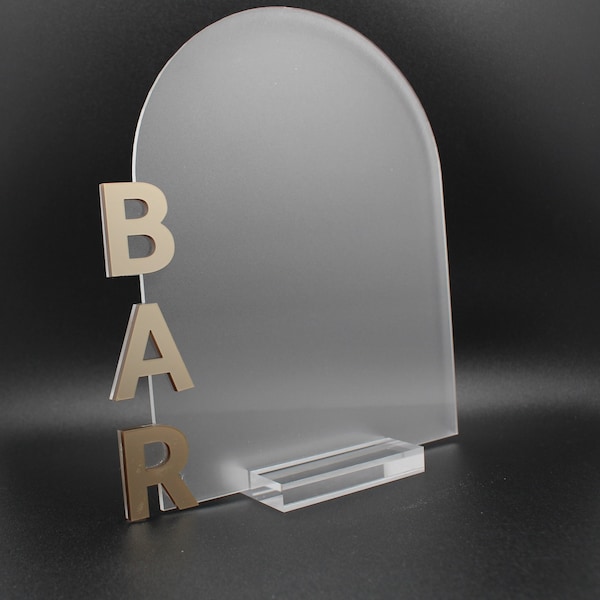 BAR Acrylic Sign | Arch Acrylic Blanks | Clear or Frosted Acrylic Blanks | Wedding Signs | DIY Stands | Bar Signs | Wholesale