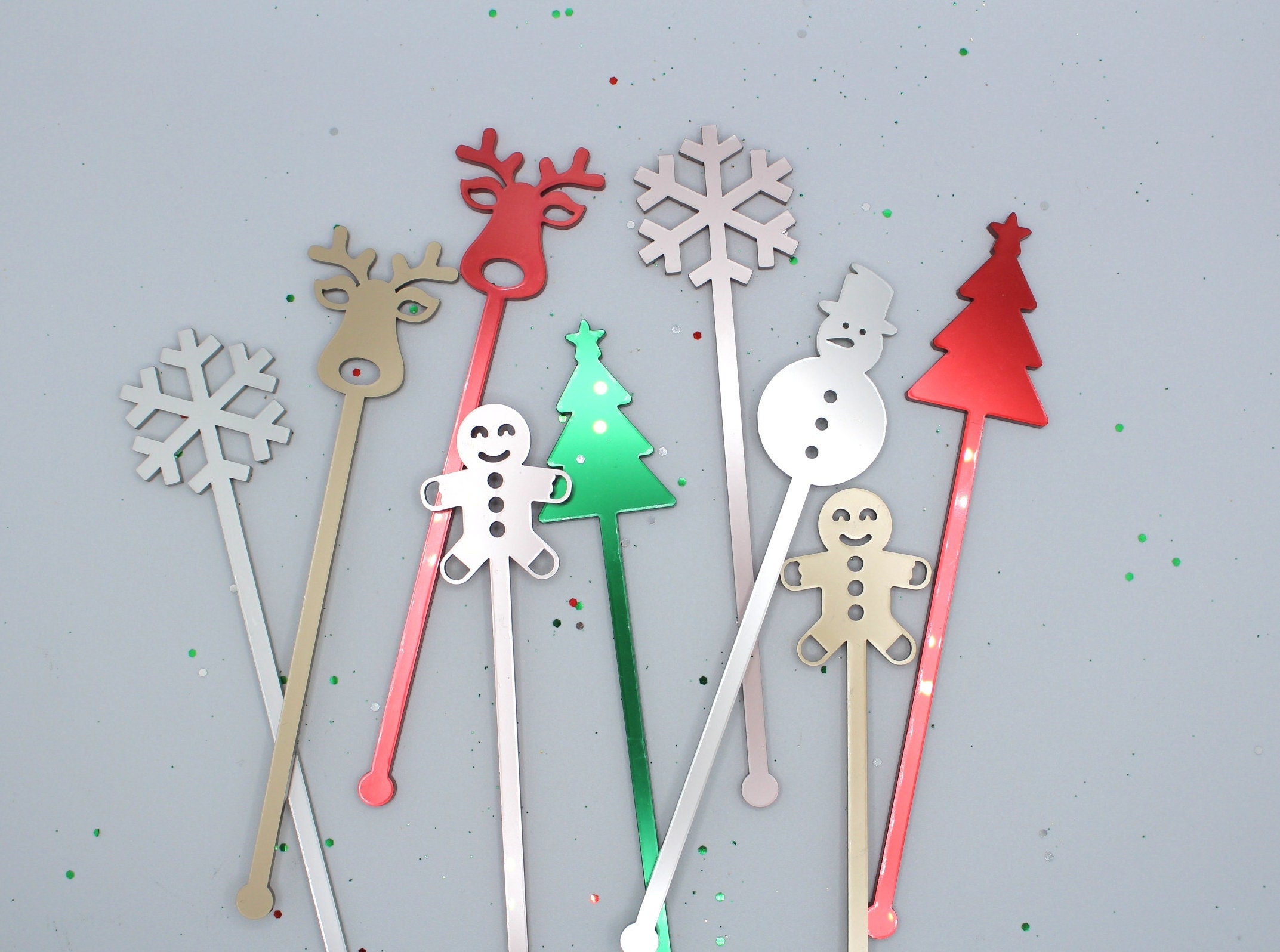 Christmas Drink Stirrers, Holiday Cocktail Sticks, Merry Christmas Swizzle  Sticks, Christmas Tree, Snowflake, Custom Drink Marker, Set of 12