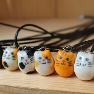 porcelain cat necklaces - customization - personalization - ceramic pet jewelry