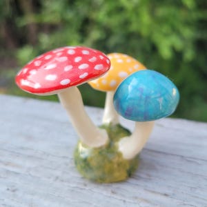 Mushroom figurine - handmade porcelain pottery - cottagecore gift