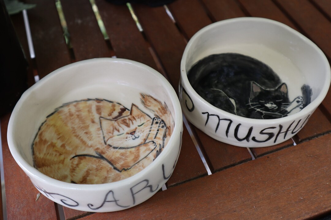 Custom Cat Food Bowl Gift for Cat Lover Handmade Porcelain Etsy