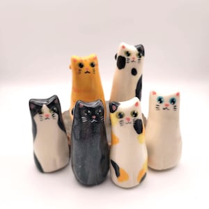 Mini statuetta di gatto in porcellana fatta a mano: somiglianza di animale domestico personalizzata