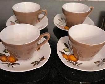 Vintage 1960s Midwinter Staffordshire England Fashion Shape Espresso Cups & Saucers Stylecraft