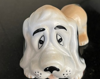 Adorable BONE CHINA Dog Figurine “Basset Hound”  Miniature Collectible