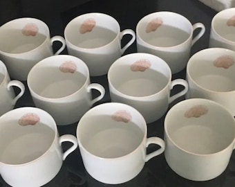 Fitz & Floyd Coquille Peach Sea Shell Flat Coffee Mugs Cups Set of 13 FF19 RARE MINT!