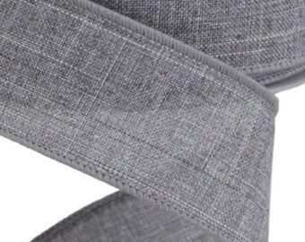 Gray Ribbon Wired Edge 2.5” Royal Canvas. Gorgeous quality! Grey Linen Ribbon,