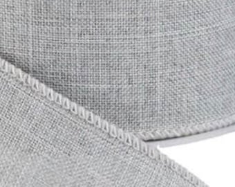 Light Gray Ribbon Wired Edge 2.5” Royal Canvas. Gorgeous quality! Light Grey Linen Ribbon,