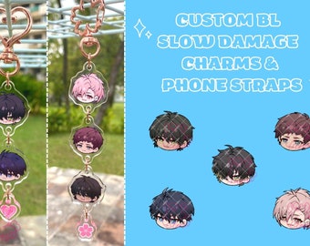 Slow Damage BL Yaoi Game Custom Made Acrylic Keychain Charms & Phone Straps