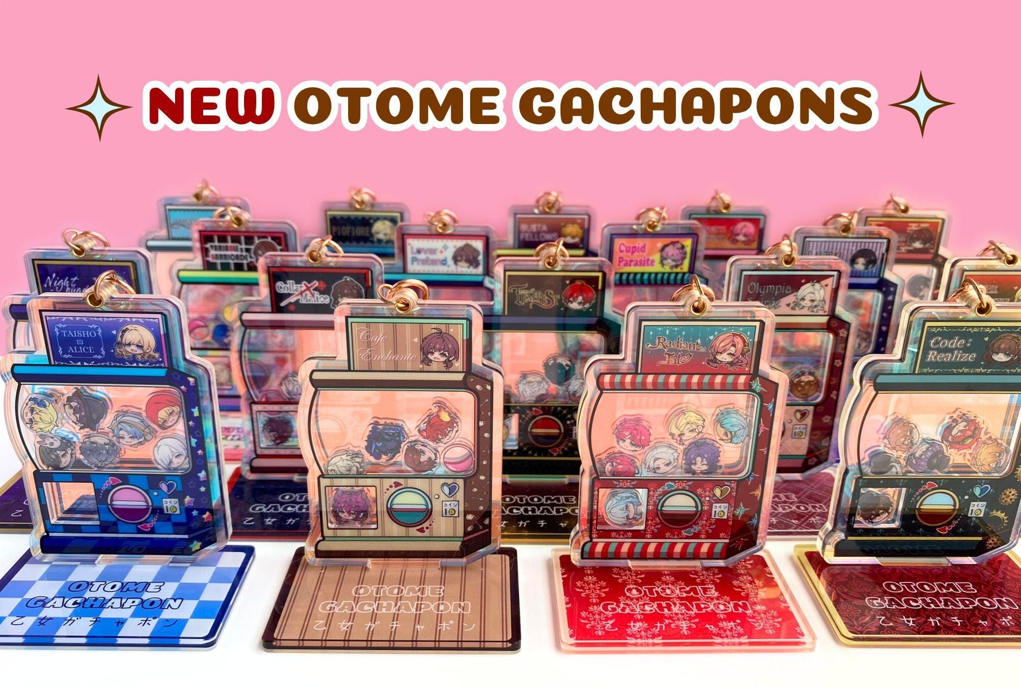 NEW Otome Game Gachapon Themed Rainbow Acrylic Shaker Charm
