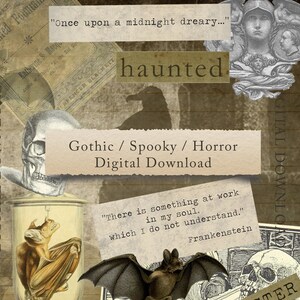 ゴシック / ホラー / ハロウィン - ジャンクジャーナル、不気味なエフェメラ、印刷可能なペーパークラフト、スクラップブッキング、コラージュシート、デジタルダウンロード、魔女