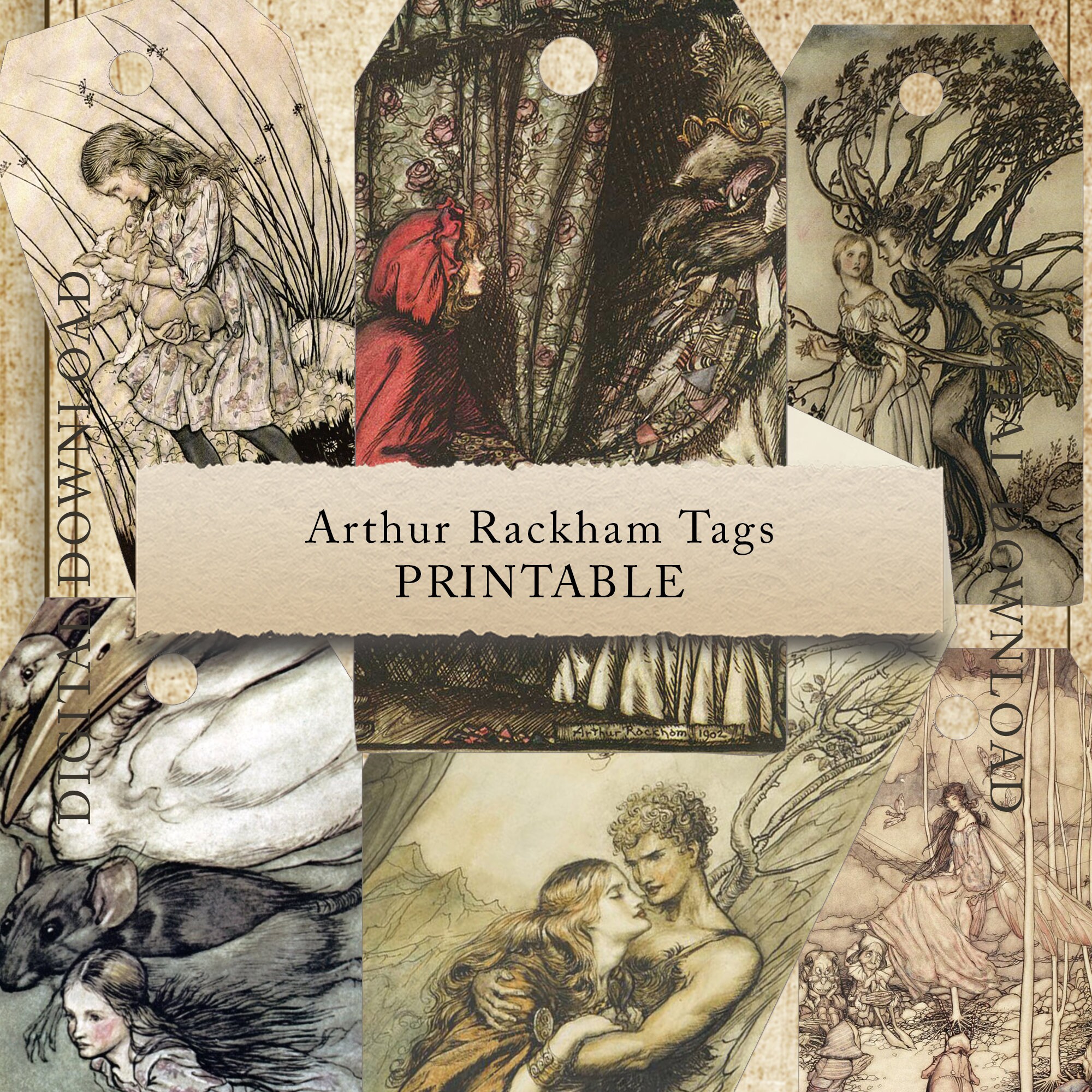 Arthur Rackham Tags - Ephemera, Junk Journal, Snail Mail, Printable ...