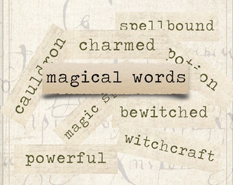Magical Words - perfect for junk journals, ephemera, printable paper crafts, scrapbooking, collage sheet, digital download, fussy cut